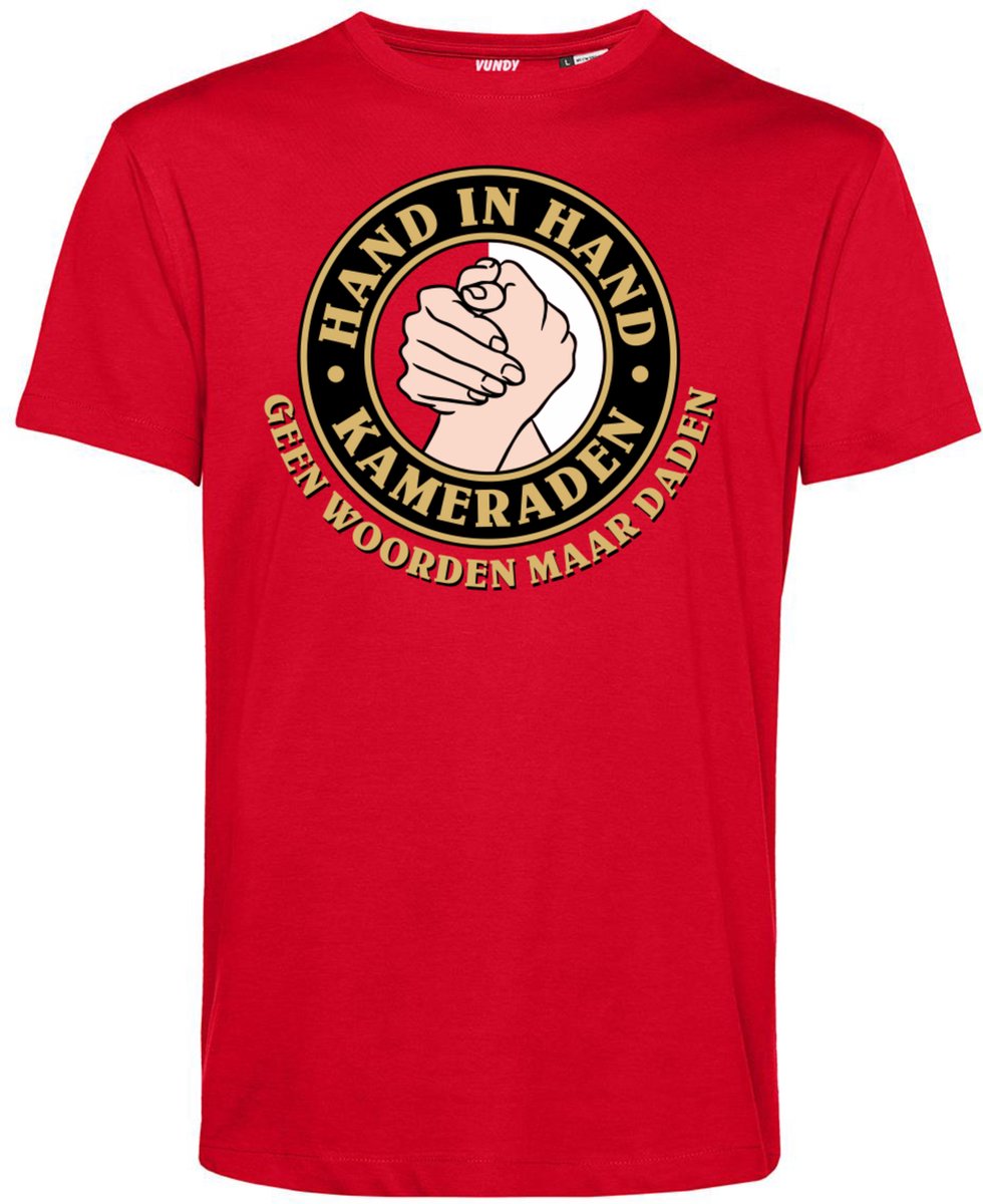 T-shirt Hand In Hand Kameraden | Feyenoord Supporter | Shirt Rotterdam | Rood | maat XXL